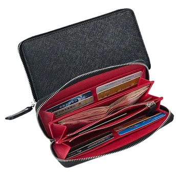 

First Layer Cowhide Men's Wallet Long Zip Fastener Coin Purse Men's Leather Mobile Phone Bag Portefeuille Homme Portafoglio Uomo