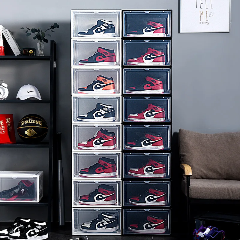 

2pcs AJ shoe boxes high-top basketball shoes box dust-proof storage box with hard material transparent heightened Sneakers box