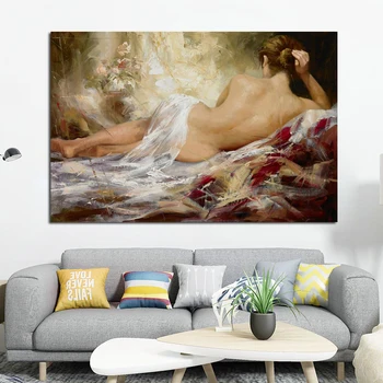 

OUCAG Cuadros Sexy Nude Lady'S Back Oil Painting Prints Classic Women Body Canvas Wall Art Picture Graphic Decor For Living Room