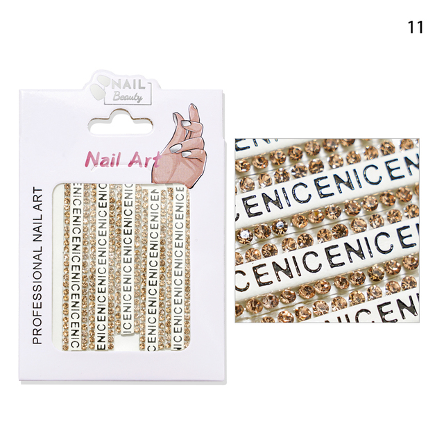 Luxurious Nail Crystal Chains NICE French Wide Lines AB Arbitrary Cut Charms Rhinestones Glass Belt Nail Art Gemchain 3D