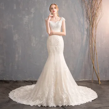 

Wedding Dress 2020 Mrs Win High-end Wedding Goen With Train Luxury Lace Mermaid Dress Princess Vestido De Noiva Custom Size