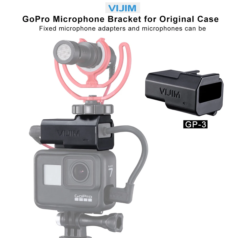 

VIJIM GP-3 Gopro Microphone Bracket Quick Release Adapter for Original Gopro caseGopro 7/6/5 Gopro Cage Cold Shoe Accessories