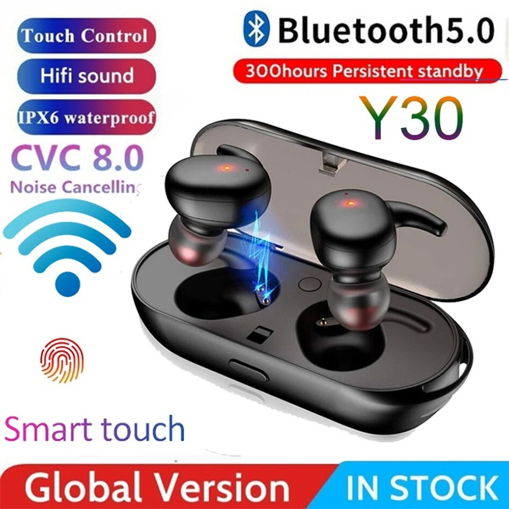 TWS Fingerprint Touch Bluetooth 5 0 Earphones Wireless 4D Stereo Earphone Active Noise Cancelling Gaming Headset With Micphone