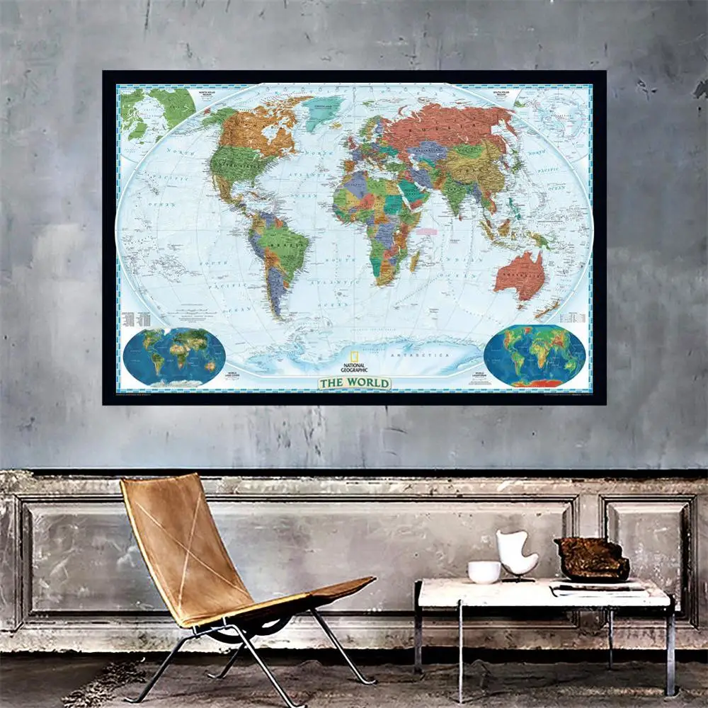 

The World Physical Map With World Land Cover And Landforms 150x100cm Waterproof World Map