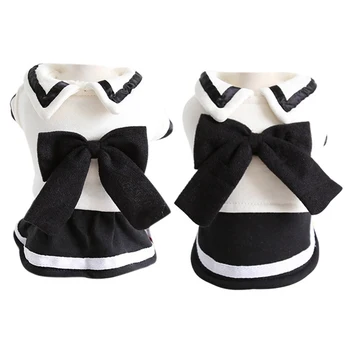 

Winter Autumn Pet Cotton Dog Dress With Bow And Puppy Coat Couple Clothing Apparel For Female Male Dogs Sweet Dog Clothes