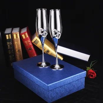 

2 PCS /Set Crystal Wedding Toasting Champagne Flutes Glasses Drink Cup Party Marriage Wine Decoration Cups For Parties Gift Box