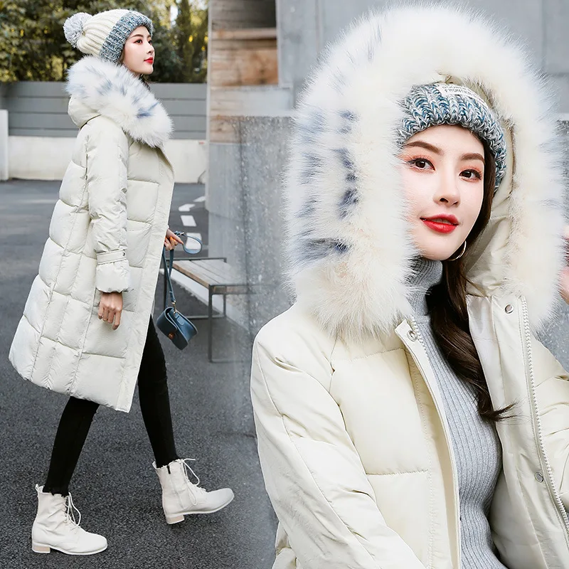 

2019 Winter Hot Selling Princess Sleeve Large Fur Collar Mid-length Cotton-padded Clothes Fashion Western Style Sweet And Genero