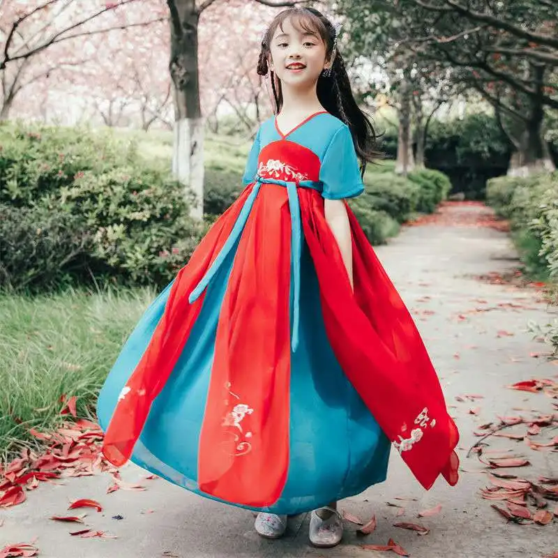 Детский комплект одежды Hanfu традиционный китайский винтажный этнический