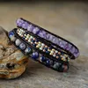 Cool Black Leather Wrap Bracelets W/ Natural Stone Beaded Triple Statement Strand Bracelet Bijoux Femme Bohemian Beads Jewelry ► Photo 3/4