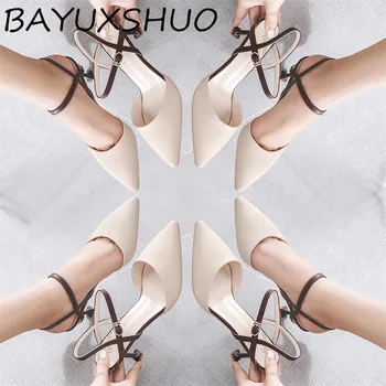 

BAYUXSHUO New Summer Ladies High Heel Sandals Pointed Head Stiletto Heels Fashion Simple Wild Women Shoes Sweet Party Sandals