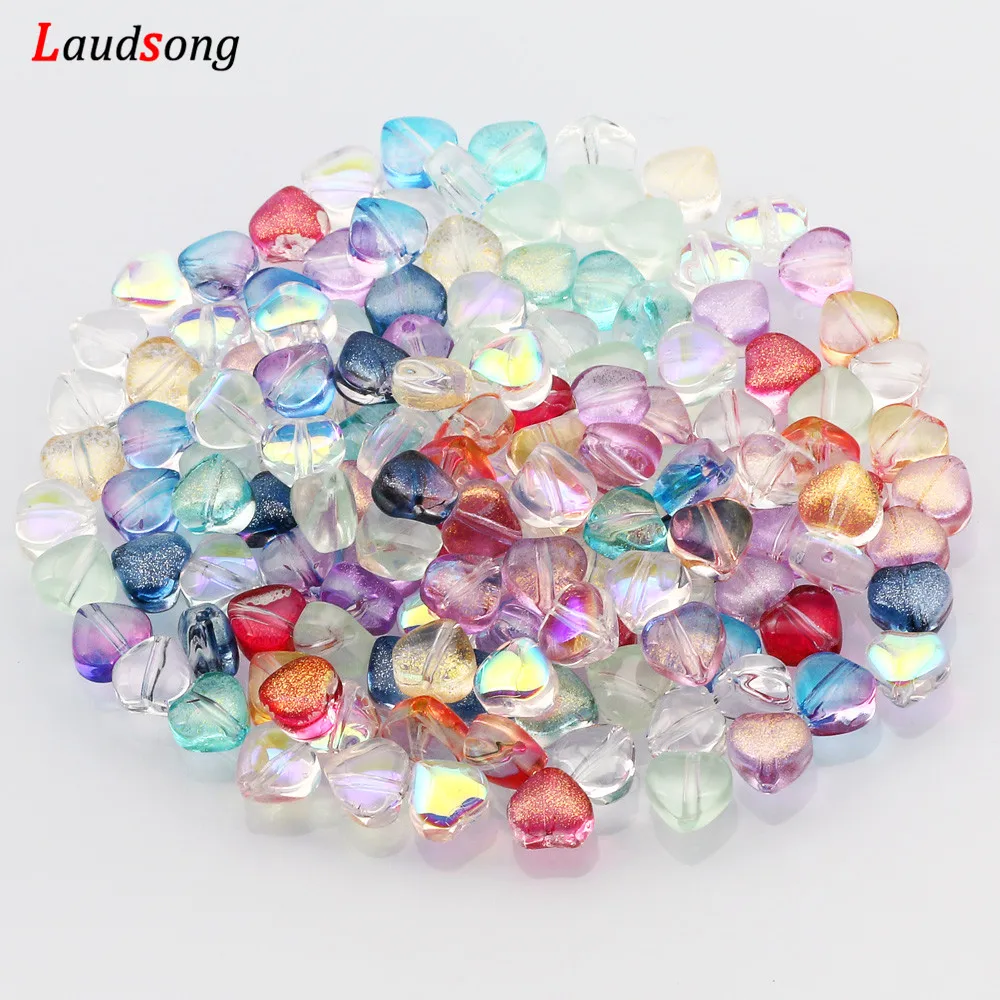 6mmMulticolorABSpacerHeartBeadsCzechGlassBeadsForJewelry