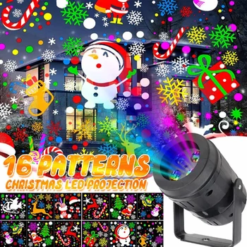 

16 Patterns Christmas LED Projector Light Disco Stage Laser Projection Outdoor Home Holiday Garden Party Disco Light Decor