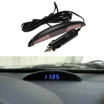 

12V Auto Modern Luminous Clock Blue LED Digital Display Electronic Clock Car Thermometer Voltage Meter 3 In 1
