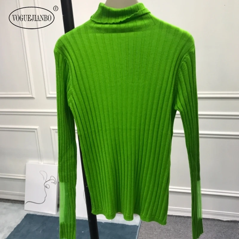 2020 spring new high collar bottoming shirt women's slim long sleeve stitching sweater vadim swetry jumpers maglioni sueter top