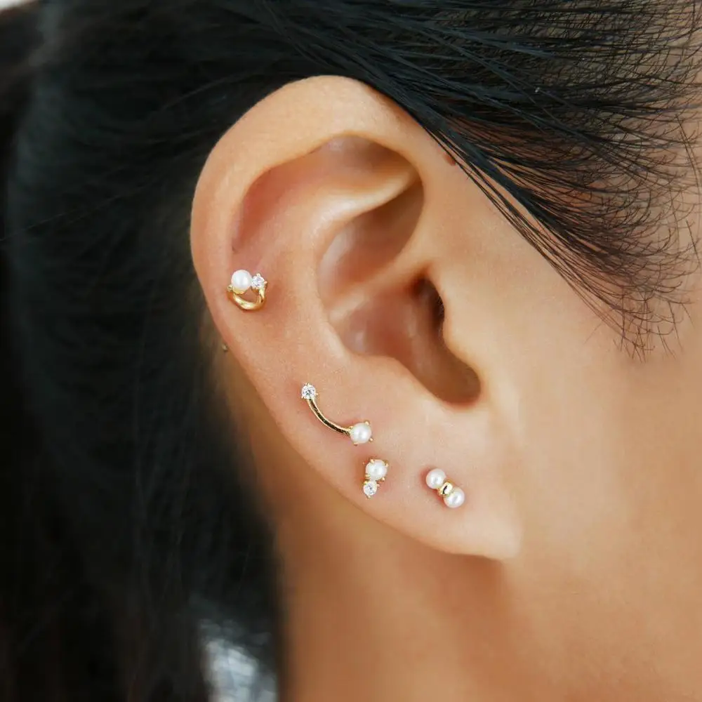 Набор из 4 шт. Крошечные маленькие жемчужные серьги-гвоздики с золотым наполнителем, минимально Изящные серьги для девушек и женщин, ювелирные изделия