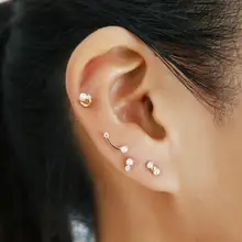 Набор из 4 шт. Крошечные маленькие жемчужные серьги-гвоздики с золотым наполнителем, минимально Изящные серьги для девушек и женщин, ювелирные изделия