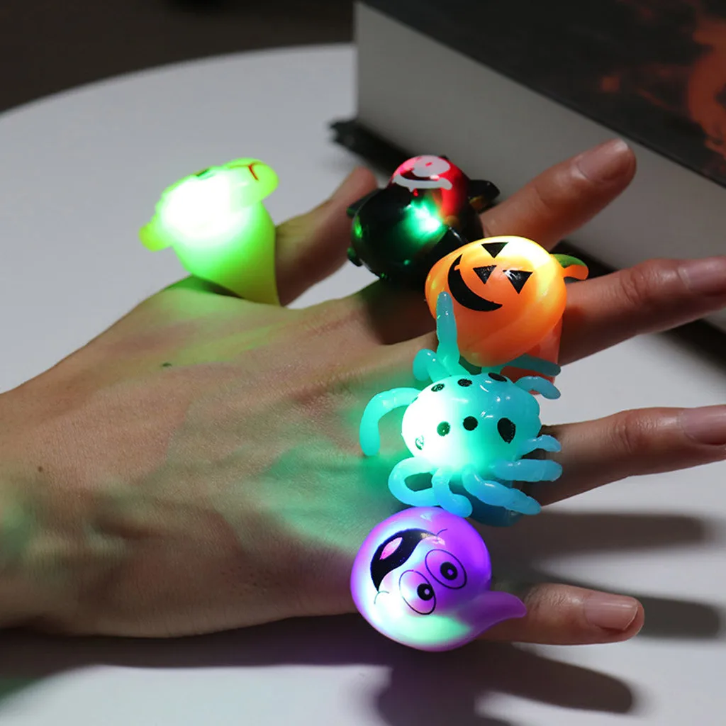 

LED Flashing Halloween Rings Blinking Light Up Glowing Jelly Finger Rings Favor Glow Party Concert Bar Birthday Toy Gift 2019