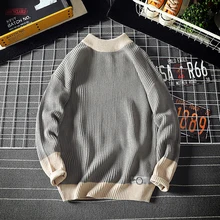 ^#Cheap Sweater Men's Warm Fashion Contrast Casual O-Neck Knit Pullover Men Wild Loose Knitting Sweaters Male Sweter Clothes M-2XL ^#Cheap Sweater Men's Warm Fashion Contrast Casual O-Neck Knit Pullover Men Wild Loose Knitting Sweaters Male Sweter Clothes M-2XL