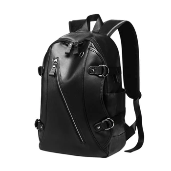 

Fashion Men Women Backpacks PU Leather Earphone Hole Travel Waterproof Laptop Backpack Teenager Student School