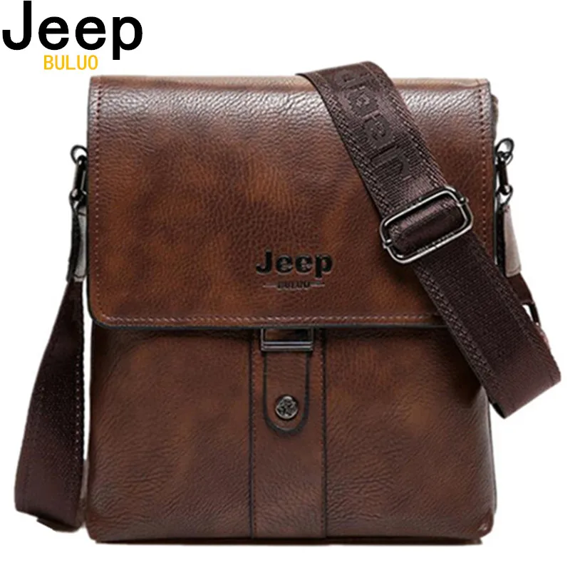 JEEP BULUO bolsas de mensajero para hombre, bolso de hombro de cuero,  informal, marrón, de negocios, envío directo| | - AliExpress