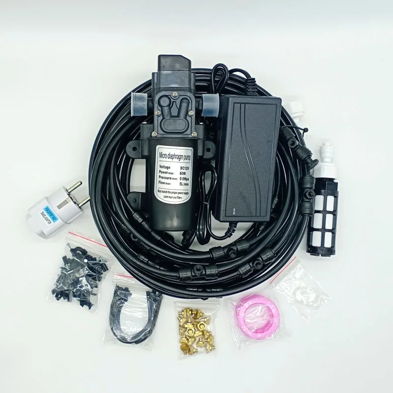 Garden Water Mist Spray Electric Diaphragm Pump Kit Greenhouse  irrigation Outdoor Misting Cooling System 6-18M 3