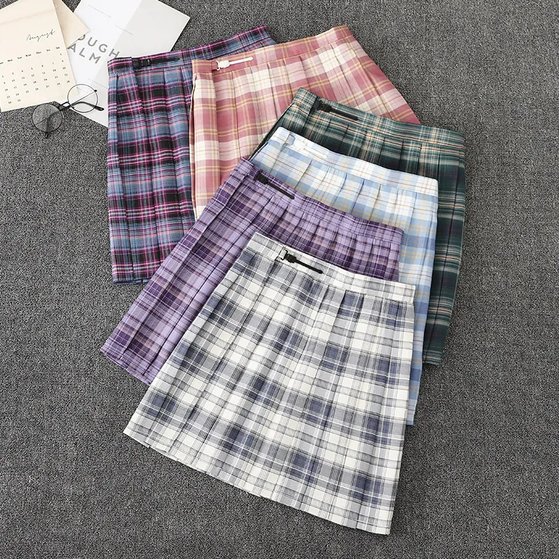 

Japanese JK uniform skirt student basic Plaid pleated skirt girl skirt A-line short skirt gothic plaid skirt woman skirts