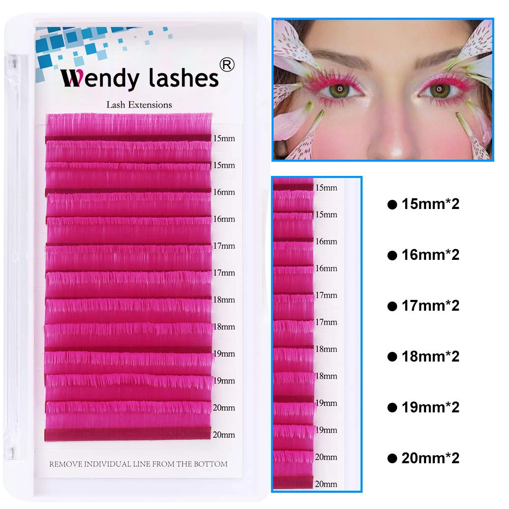 Colored Lashes Extension Pink Easy Fan Russian Volume Fan False Eyelash Faux Mink Blooming Lashes Makeup Supplies