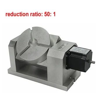

CNC 4 5th Rotary axis gearbox dividing head harmonic 50:1 57 stepper motor Chuck 100mm 5th axis tailstock 50:1 harmonic reducer