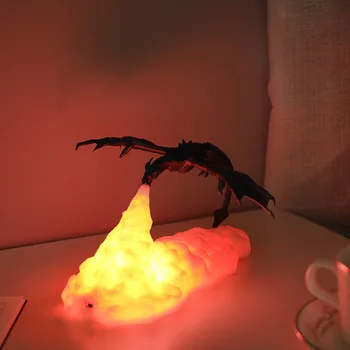 

White And Blue Bedroom Night Light 3D Printed LED Fire Dragon Night Light For Bedroom Children’S Room Bedroom Camping And Hiking