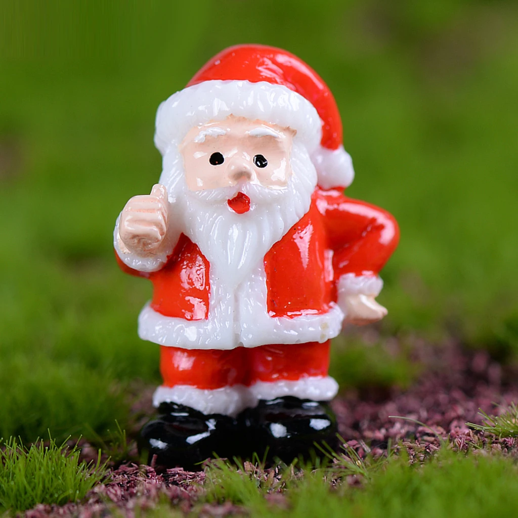 5Pcs Resin Miniature Santa Claus Figurines For Christmas Terrariums Dollhouse Bonsai Fairy Garden Ornament DIY Micro Landscape