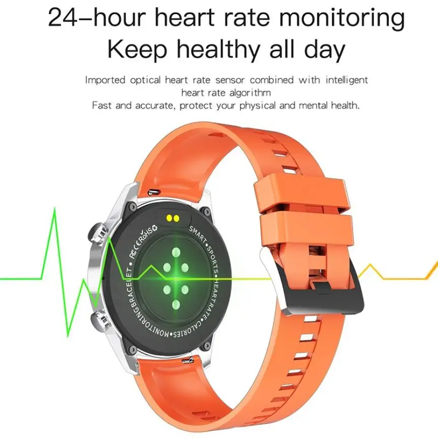 CAH20072902O_CK29 Round Thin 1.28 Screen Smart Watch Bluetooth Touch Waterproof IP67 Smart Band Call Temperature Multi-dials Smart Bracelet (9)