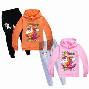 

Unicorn Fashion Girls Hoodies Sweatshirts Sets Spring Autumn Boys Casual Hooded T Shirt Cartoon Kids Coat Children Sportswear