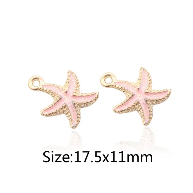 10pcs/lot Alloy Ocean Starfish Enamel Charms for jewelry Making Bracelet DIY Necklace Jewelry Accessories DIY Craft Shell Conch pink