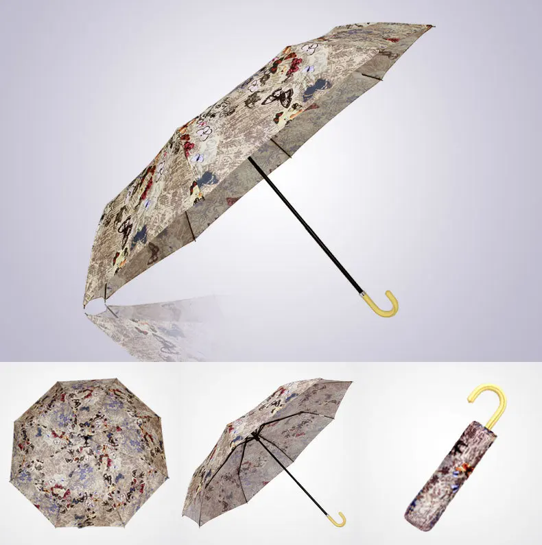 Напрямую от производителя продажи японо-Стиль крайней плотью изогнутая рукоятка ультра-легкие солнце-прочный зонт УФ в студенческом стиле «бабочка»