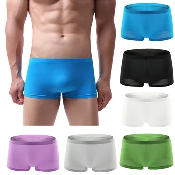 

Men Underwear Sexy Solid Transparent High Elasticity Bielizna Soft Breathable Boxer New Fashion Comfortable Underpants трусы YL5