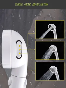 

Pressure Switch Shower Nozzle Tape Water Shower Head One Key Water Stop Stainless Steel Shower Heads with Arm Single Head Round