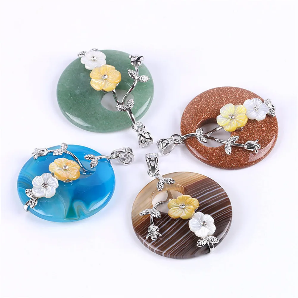 

Wholesale 6pcs/lot Natural Gem Stone Chakra Raw Pendants Rose Flower Shell Wrap Beads Pink Quartz Purple Veins Random Crystal