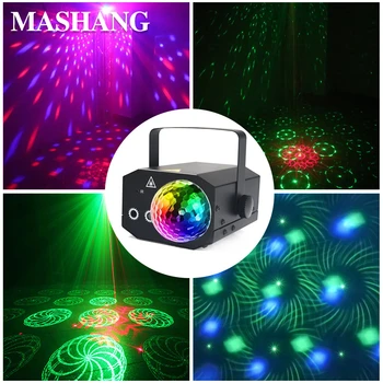 

LED RGB Disco Light Party Dj Light Laser Projector Stage Effect Light Sound Activated for Holiday Bar Club Disco Effect Lamp