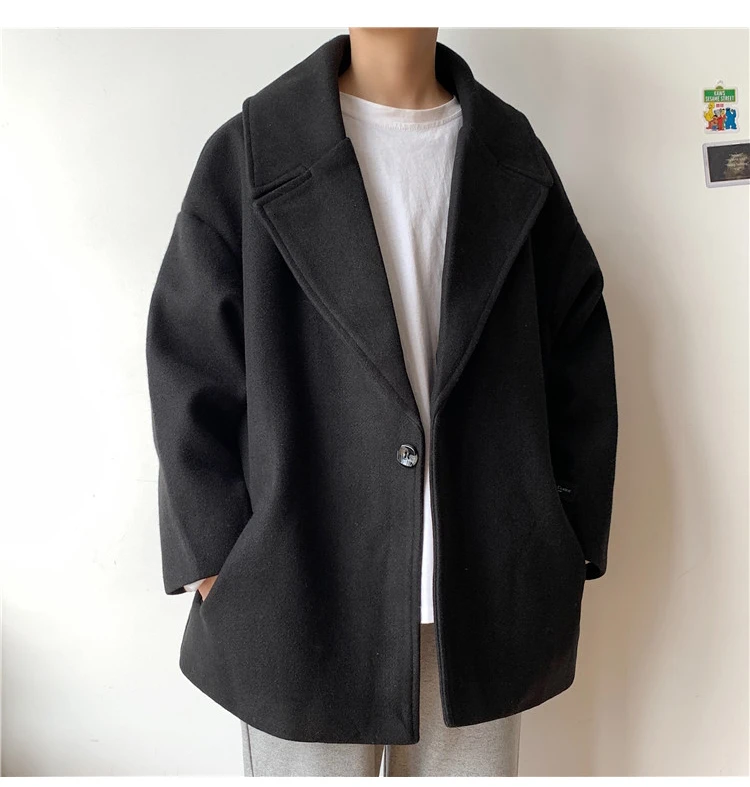 Men's Woolen Blends Snow Jacket Thickening Coat Loose Cashmere Wool Trench Overcoat Parkas Cotton-padded Clothes M-2XL
