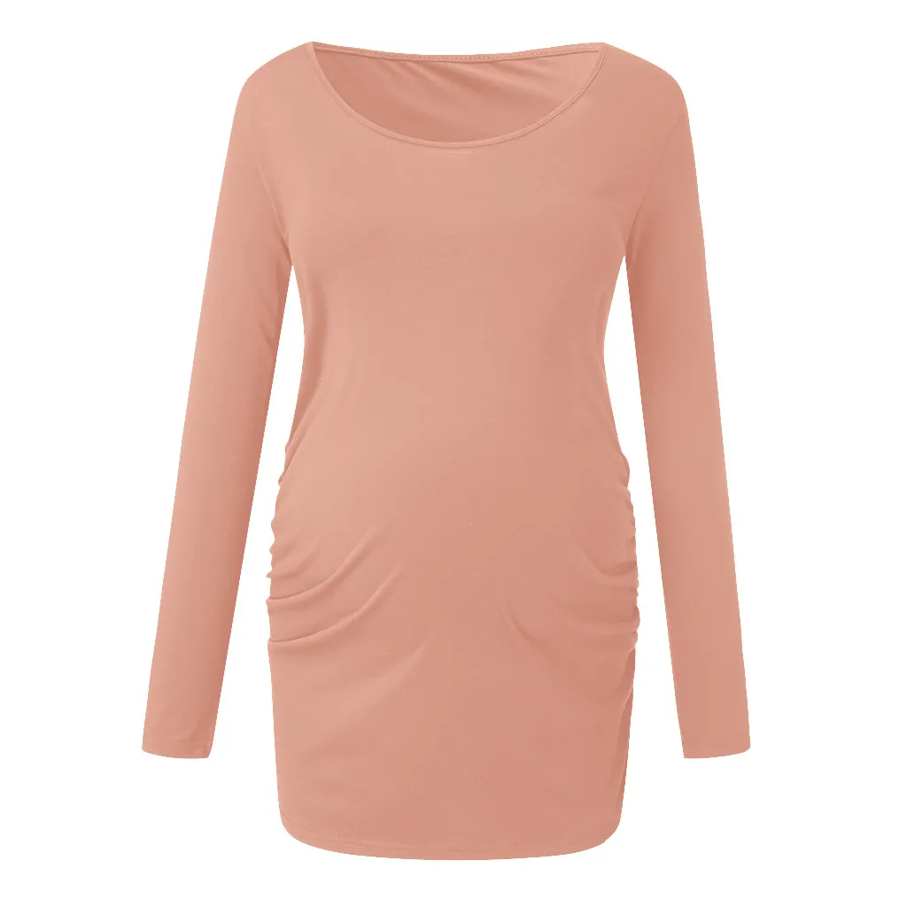 Женская блузка для материнства, для беременных, с оборками сбоку, блузка для беременных, одежда для грудного вскармливания, Осенние блузки для кормящих - Цвет: Orange
