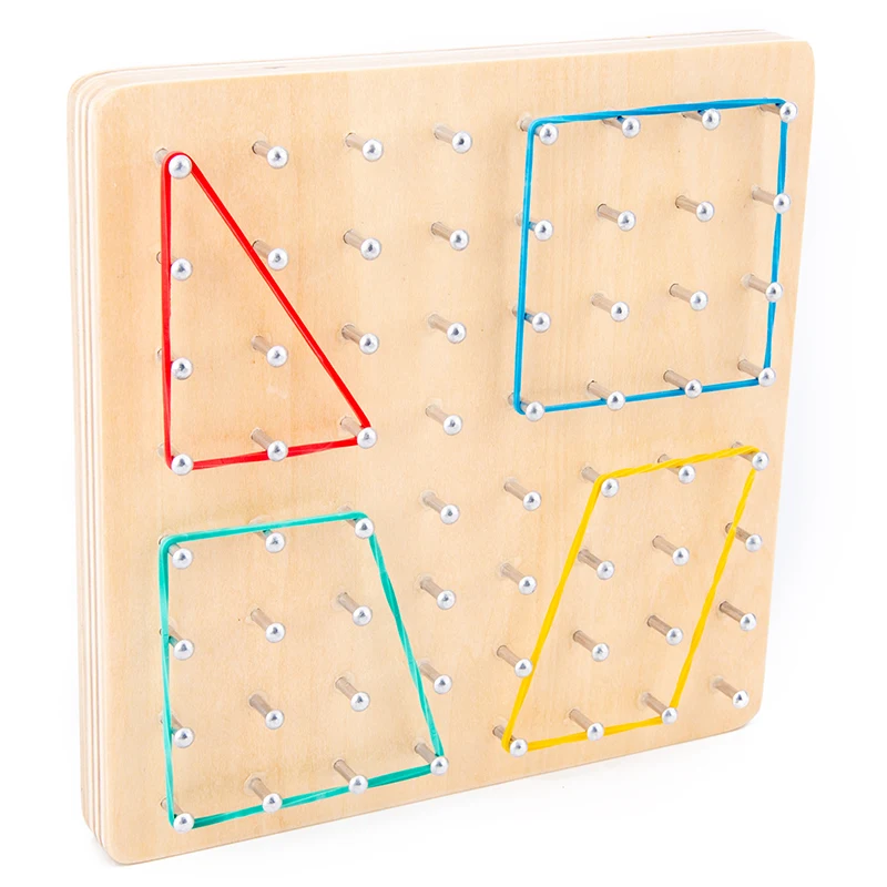 Kids Toy Montessori Graphics Rubber Tie Nail Geoboard Board with 23Pcs Cards Preschool Learning Educational Toys Boys Girls Gift