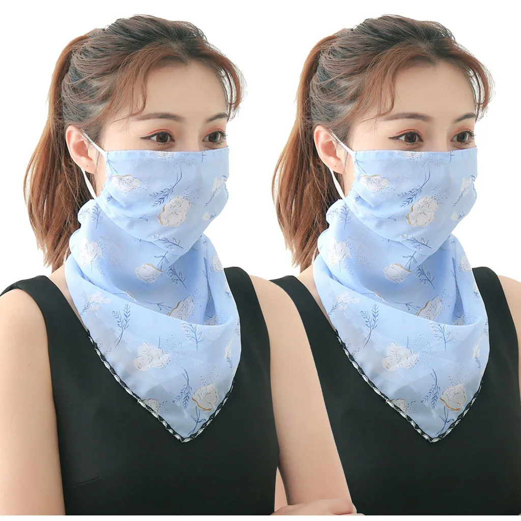 Sun Protection Mask Scarf Silk Neck Scarf （2Pcs） - Worth Buy Store