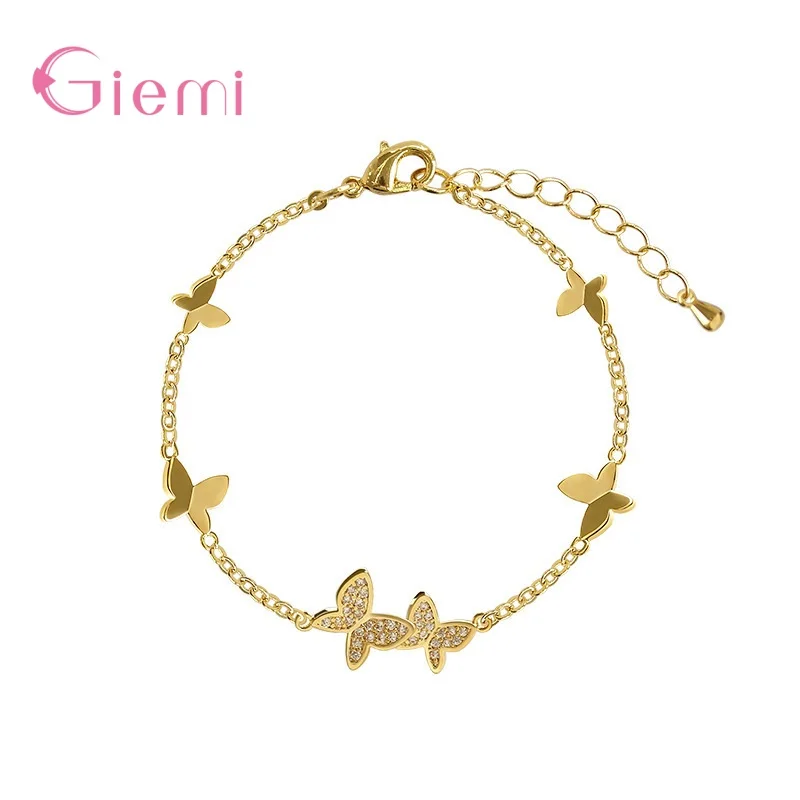 

Top Sale Luxury Brand 100% 925 Sterling Silver Butterfly Pattern Dazzling Crystal Bracelet For Women Fine Jewelry Gift