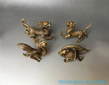 

Cuatro grandes animales: dragón verde, tigre blanco, Zhu que, Xuanwu, colección de artículos de bronce, adornos artesanal