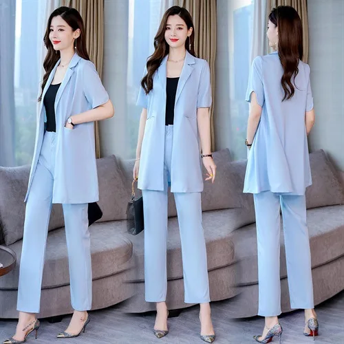

2019 New Style Popular Western Style Solid Color Summer Suit Collar Fashion Comfortable Elegant Short Sleeve Simple Versatile Se
