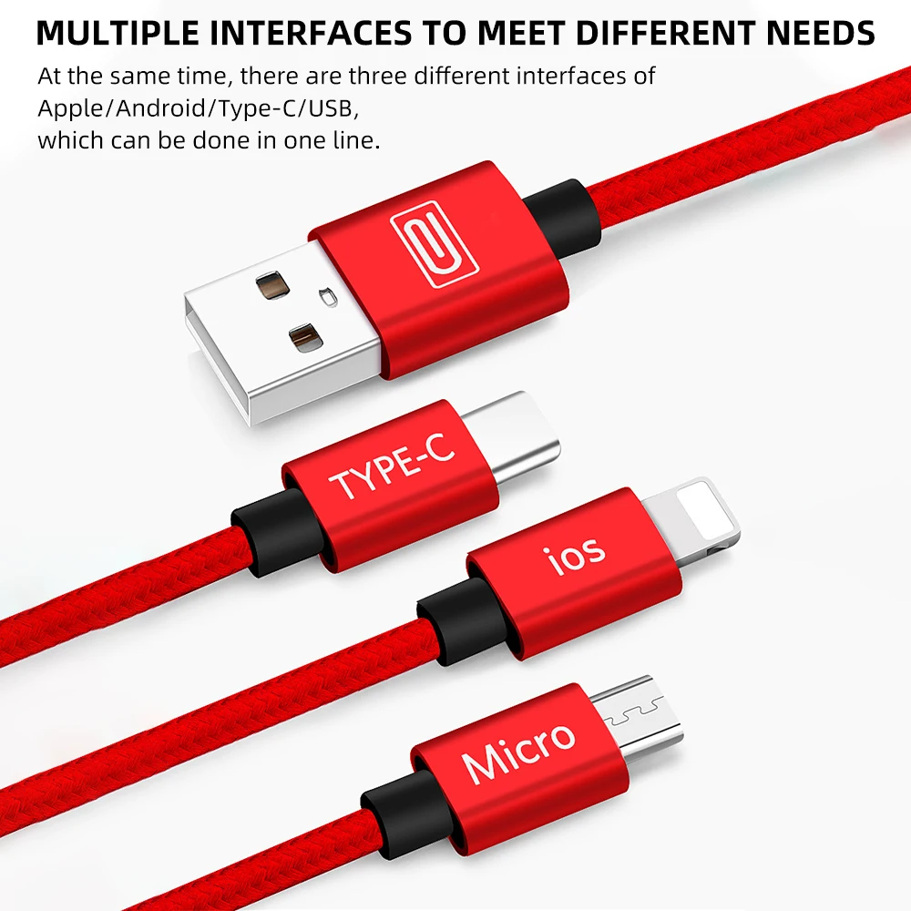 FDBRO 3 в 1 USB кабель для Iphone 6 7 XS Быстрая зарядка usb type C кабель для huawei для samsung S10 A50 телефон микро USB кабель