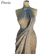 Дубай блестящие длинные платья для выпускного вечера русалка с высоким горлом арабские вечерние платья Турецкая Мода Коктейльные Вечерние платья vestidos