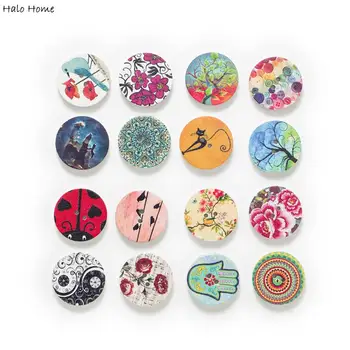 

50pcs Retro theme Round Printing Wood Buttons Sewing Cloth Scrapbooking Crafts Home Card Making Accessories Making Decor 20mm