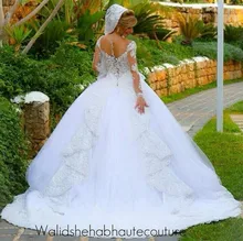 

custom made Plus size Lace Appliques Wedding Dresses zipper Long Sleeves Wedding Gowns Bride Dresses robe de mariee