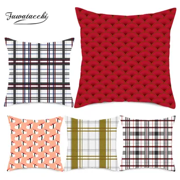 

Fuwatacchi Geometric Blue Striped Cushion Covers MultiColor Plaid Pillows Covers Home Decorative Sofa Throw Pillowcases 45x45cm